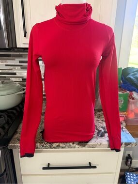 Athleta Red Long-Sleeve Turtleneck Top